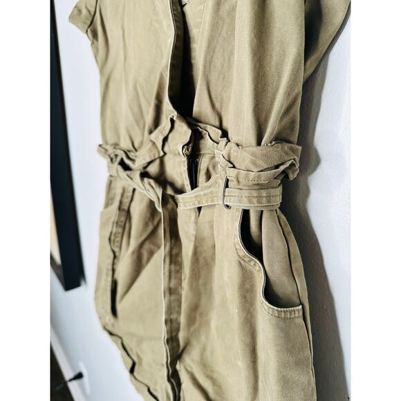 MARISSA WEBB Olive Canvas V-Neck One Piece Front Zip Romper Size 4 - Picture 8 of 12